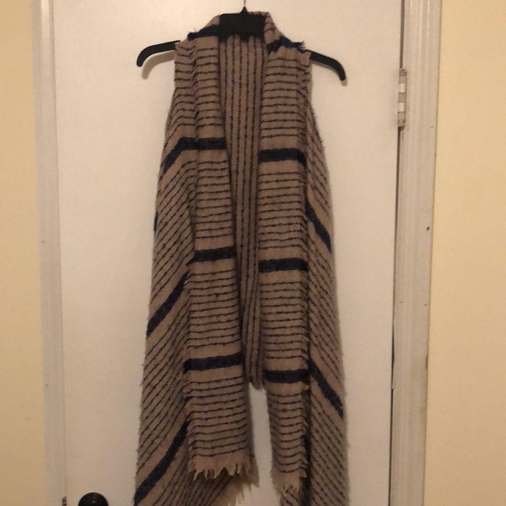 Mauve And Navy Blue Stripped Vest